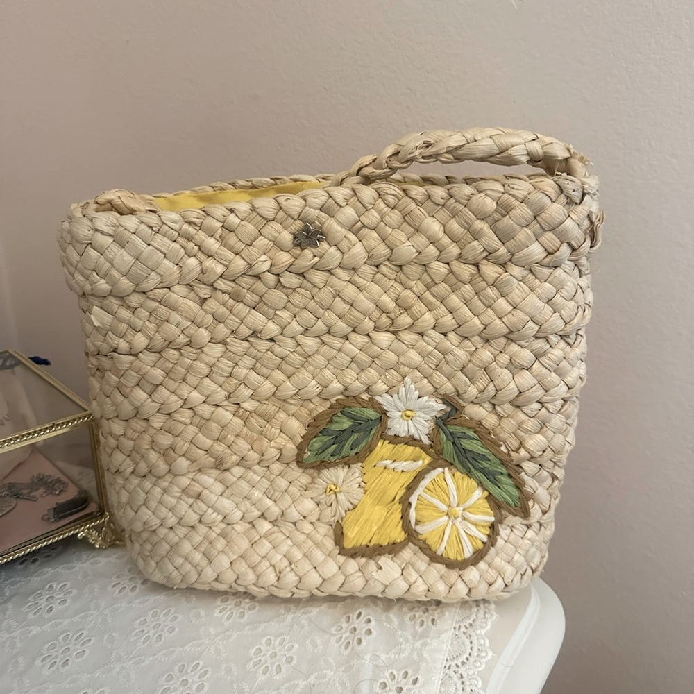 Rafia Crossbody Lemon Purse